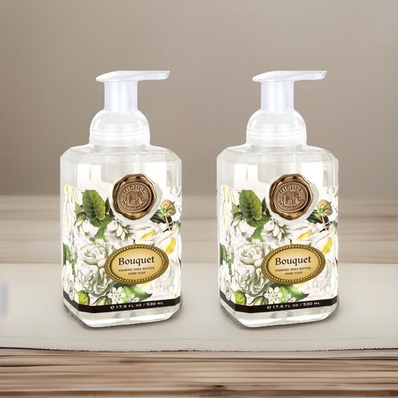 TWO PACK Of Michel Design Works BOUQUET Scented Shea Butter Foaming Hand Soap - Picture 1 of 3